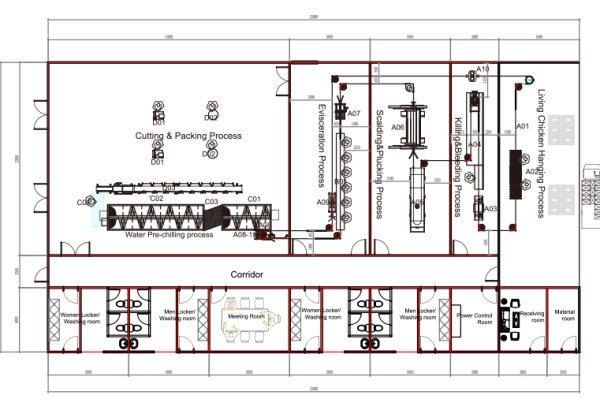1000 BPH Broiler Chicken Processing Line – Integrated Layout Design